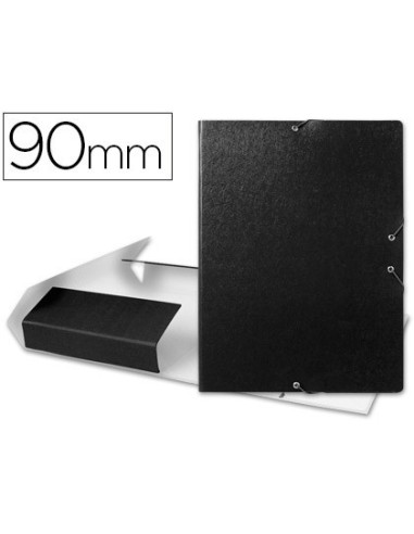 CARPETA PROYECTOS LIDERPAPEL FOLIO LOMO 90MM CARTON GOFRADO NEGRA
