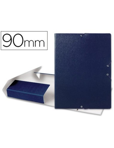 CARPETA PROYECTOS LIDERPAPEL FOLIO LOMO 90MM CARTON GOFRADO AZUL