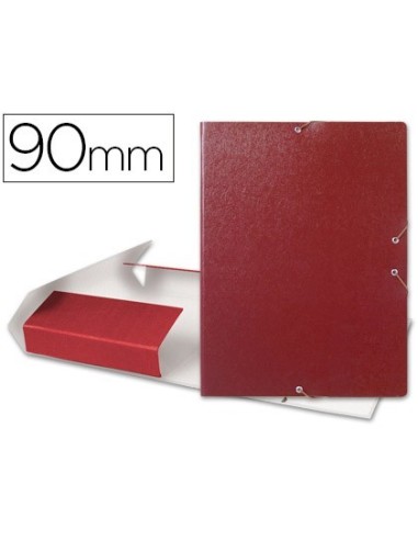 CARPETA PROYECTOS LIDERPAPEL FOLIO LOMO 90MM CARTON GOFRADO ROJA