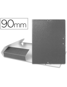 CARPETA PROYECTOS LIDERPAPEL FOLIO LOMO 90MM CARTON GOFRADO GRIS