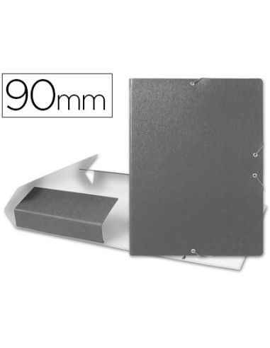 CARPETA PROYECTOS LIDERPAPEL FOLIO LOMO 90MM CARTON GOFRADO GRIS