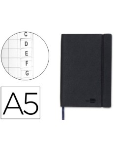 LIBRETA INDICE LIDERPAPEL SIMILPIEL A5 120 HOJAS 70G/M2 COLOR NEGRO