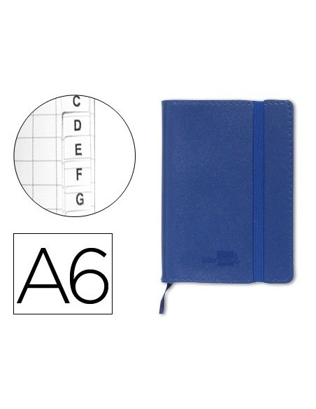 LIBRETA INDICE LIDERPAPEL SIMILPIEL A6 120 HOJAS 70G/M2 COLOR AZUL