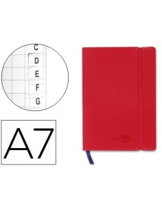 LIBRETA INDICE LIDERPAPEL SIMILPIEL A7 120 HOJAS 70G/M2 COLOR ROJO