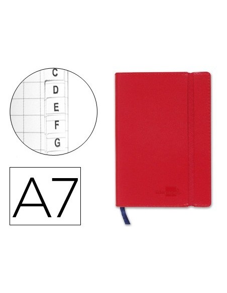 LIBRETA INDICE LIDERPAPEL SIMILPIEL A7 120 HOJAS 70G/M2 COLOR ROJO