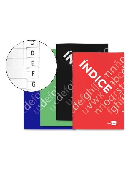 INDICE LIDERPAPEL TAPA CARTONCILLO CUARTO 24 HOJAS 70G/M2 COLORES SURTIDOS