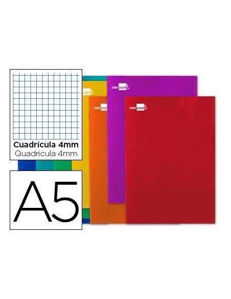 LIBRETA LIDERPAPEL SMART A5 80 HOJAS 60G/M2 CUADRO 4MM CON M ARGEN