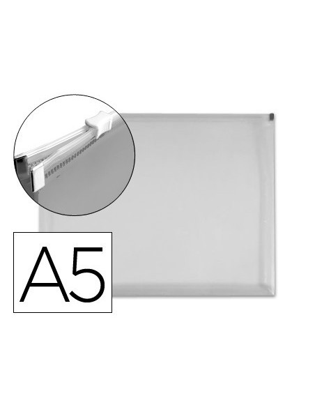 CARPETA DOSSIER LIDERPAPEL A5 CIERRE DE CREMALLERA TRANSPARENTE