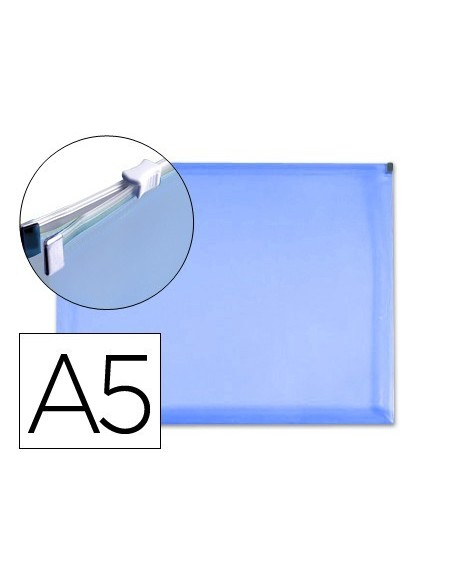 CARPETA DOSSIER LIDERPAPEL A5 CIERRE DE CREMALLERA AZUL