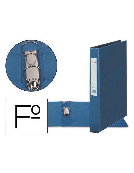 CARPETA 2 ANILLAS 40 MM PLASTICO PARDO FOLIO AZUL