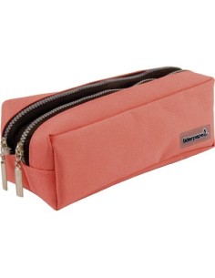 BOLSO ESCOLAR LIDERPAPEL PORTATODO RECTANGULAR 2 BOLSILLOS CORAL 185X55X70 MM