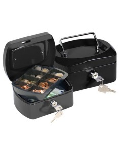 CAJA CAUDALES Q-CONNECT 6" 152X115X80 MM NEGRA CON PORTAMONEDAS