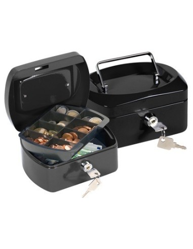CAJA CAUDALES Q-CONNECT 6" 152X115X80 MM NEGRA CON PORTAMONEDAS