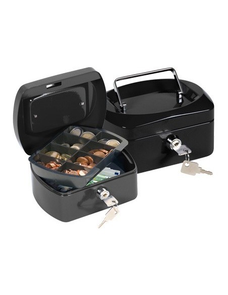 CAJA CAUDALES Q-CONNECT 6" 152X115X80 MM NEGRA CON PORTAMONEDAS