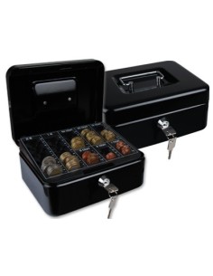 CAJA CAUDALES Q-CONNECT 8" 200X160X90 MM NEGRA CON PORTAMONEDAS