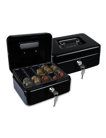 CAJA CAUDALES Q-CONNECT 8" 200X160X90 MM NEGRA CON PORTAMONEDAS