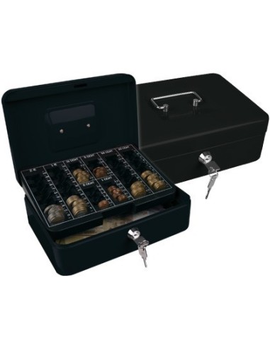 CAJA CAUDALES Q-CONNECT 10" 250X180X90 MM NEGRA CON PORTAMONEDAS