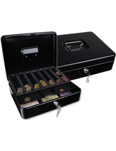 CAJA CAUDALES Q-CONNECT 12" 300X240X90 MM NEGRA CON PORTAMONEDAS