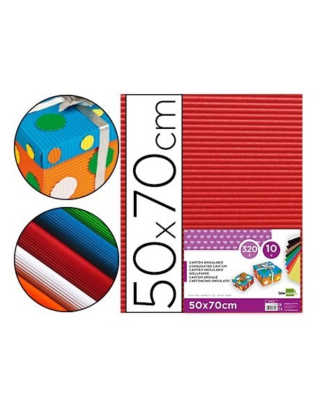 CARTON ONDULADO LIDERPAPEL 50 X 70CM 320G/M2 ROJO