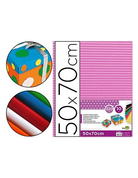 CARTON ONDULADO LIDERPAPEL 50 X 70CM 320G/M2 ROSA