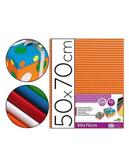 CARTON ONDULADO LIDERPAPEL 50 X 70CM 320G/M2 NARANJA