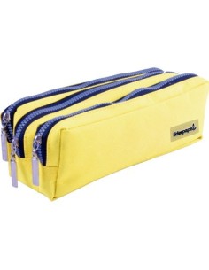 BOLSO ESCOLAR LIDERPAPEL PORTATODO RECTANGULAR 3 BOLSILLOS AMARILLO PASTEL 185X80X70 MM