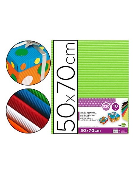 CARTON ONDULADO LIDERPAPEL 50 X 70CM 320G/M2 VERDE PISTACHO
