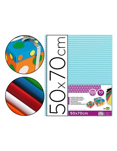 CARTON ONDULADO LIDERPAPEL 50 X 70CM 320G/M2 CELESTE