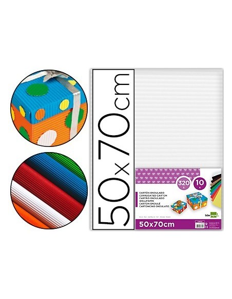 CARTON ONDULADO LIDERPAPEL 50 X 70CM 320G/M2 BLANCO