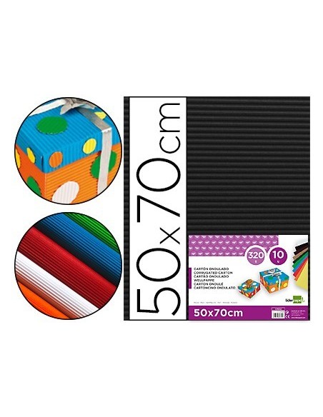CARTON ONDULADO LIDERPAPEL 50 X 70CM 320G/M2 NEGRO