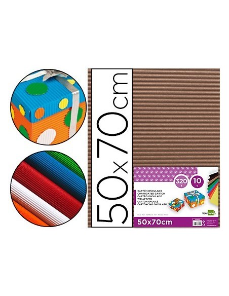 CARTON ONDULADO LIDERPAPEL 50 X 70CM 320G/M2 MARRON