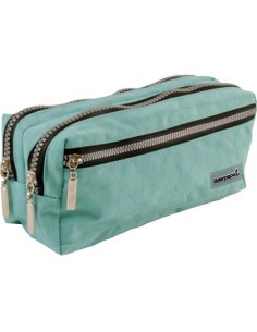 BOLSO ESCOLAR LIDERPAPEL PORTATODO RECTANGULAR 3 BOLSILLOS CELESTE 210X80X85 MM