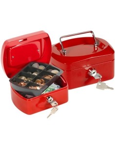 CAJA CAUDALES Q-CONNECT 6" 152X115X80 MM ROJA CON PORTAMONEDAS