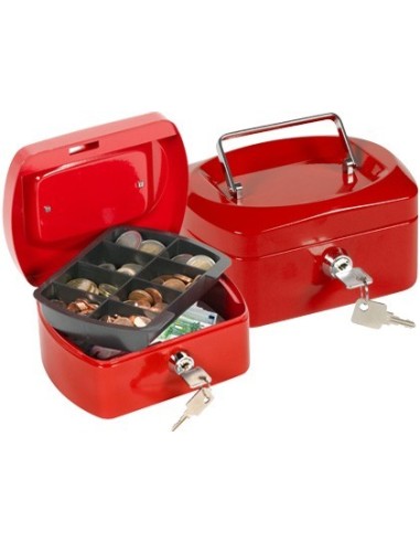 CAJA CAUDALES Q-CONNECT 6" 152X115X80 MM ROJA CON PORTAMONEDAS