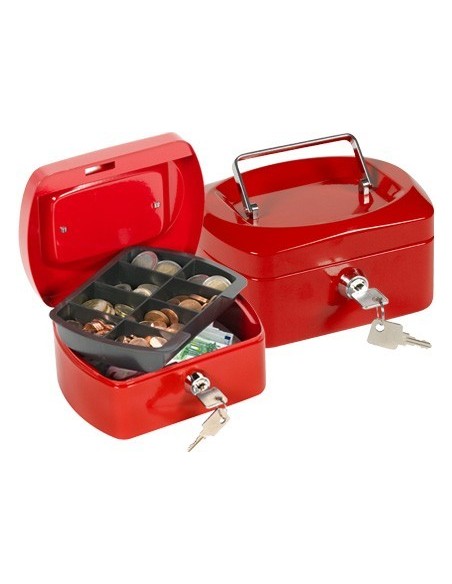 CAJA CAUDALES Q-CONNECT 6" 152X115X80 MM ROJA CON PORTAMONEDAS