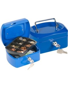 CAJA CAUDALES Q-CONNECT 6" 152X115X80 MM AZUL CON PORTAMONEDAS