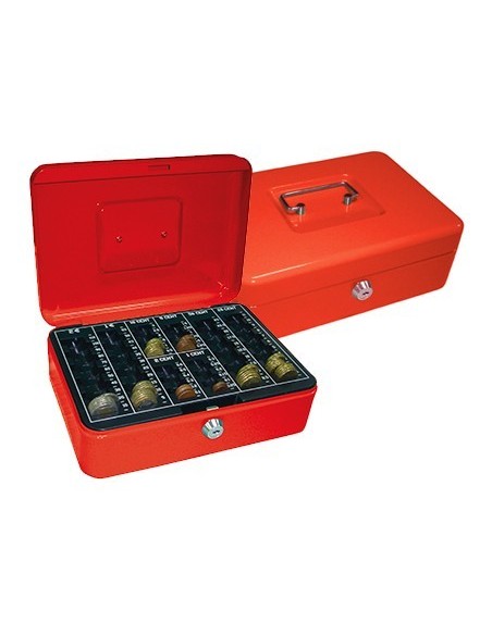 CAJA CAUDALES Q-CONNECT 10" 250X180X90 MM ROJA CON PORTAMONEDAS
