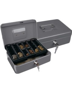 CAJA CAUDALES Q-CONNECT 10" 250X180X90 MM PLATA CON PORTAMONEDAS