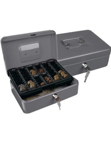 CAJA CAUDALES Q-CONNECT 10" 250X180X90 MM PLATA CON PORTAMONEDAS
