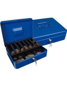 CAJA CAUDALES Q-CONNECT 12" 300X240X90 MM AZUL CON PORTAMONEDAS