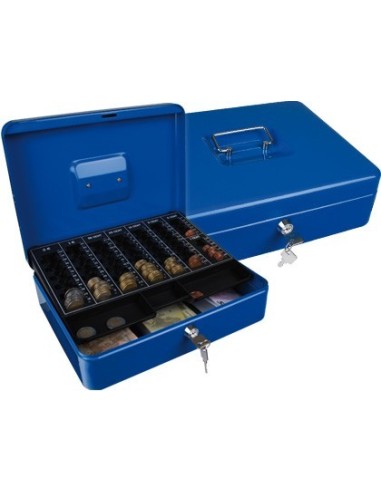 CAJA CAUDALES Q-CONNECT 12" 300X240X90 MM AZUL CON PORTAMONEDAS