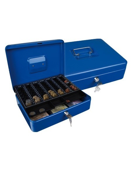 CAJA CAUDALES Q-CONNECT 12" 300X240X90 MM AZUL CON PORTAMONEDAS