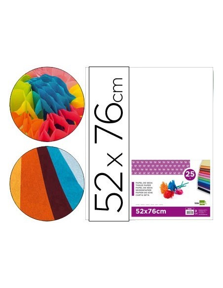 PAPEL SEDA LIDERPAPEL BLANCO 52X76 CM 18 GR -PAQUETE DE 25 HOJAS