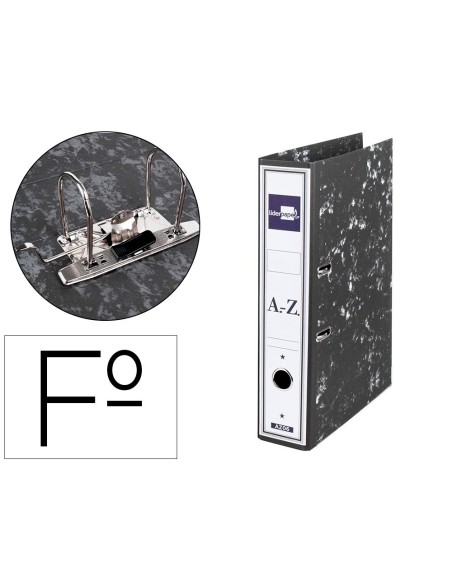 ARCHIVADOR DE PALANCA LIDERPAPEL FOLIO CLASSIC BLACK CARTON ENTRECOLADO CON RADO LOMO 75MM NEGRO COMPRESOR METAL