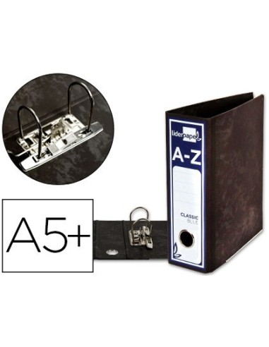 ARCHIVADOR DE PALANCA LIDERPAPEL CUARTO CLASSIC BLUE SIN RADO LOMO 80MM NEGRO COMPRESOR METALICO