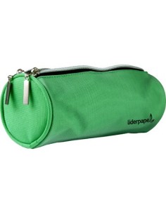 BOLSO ESCOLAR LIDERPAPEL PORTATODO CILINDRICO CON 2 CREMALLERAS DE NYLON VERDE 205X75X75 MM