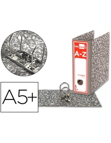 ARCHIVADOR DE PALANCA LIDERPAPEL CUARTO CLASSIC RED CARTON ENTRECOLADO SIN RADO LOMO 80MM GRIS COMPRESOR METALIC