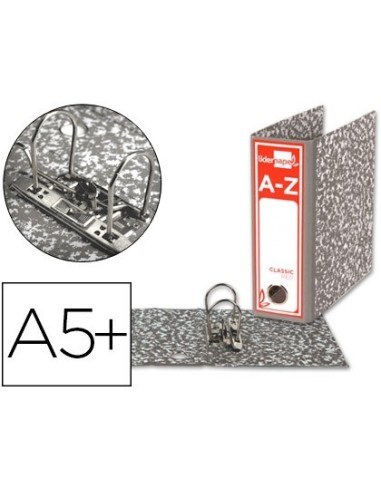 ARCHIVADOR DE PALANCA LIDERPAPEL CUARTO APAISADO CLASSIC RED SIN RADO LOMO 80MM GRIS COMPRESOR METALICO