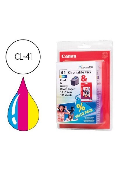 INK-JET CANON IP1200 1300 1600 2200 MP150 160 170 450 460 JX200 500 TRICOLOR CL-41