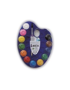 ACUARELA LIDERPAPEL 12 COLORES CON PINCEL Y DEPOSITO INCLUYE PALETA DE PLASTICO